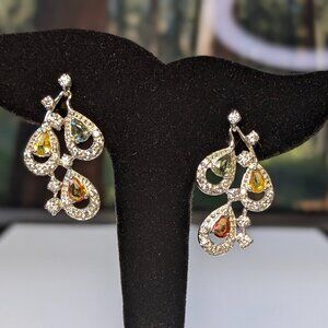Earring Fancy Sapphires with CZ accents 925 - Elegant and Youthful!